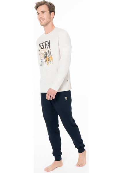 Erkek Penye Dar Paçalı Baskılı Ev Giyim Alt Üst Takım