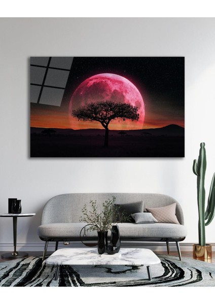 Ağaç Ay Manzara Cam Tablo Modern Ev Ofis Salon Hediyelik Büyük Tablo Duvar Dekoru fiyatları