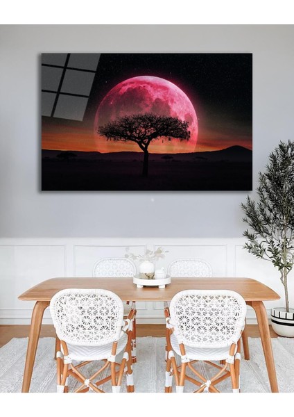Ağaç Ay Manzara Cam Tablo Modern Ev Ofis Salon Hediyelik Büyük Tablo Duvar Dekoru modelleri