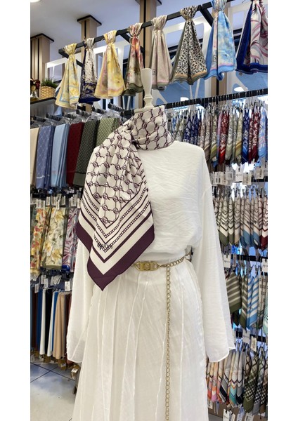 Çizgi K Desen Eşarp Mürdüm