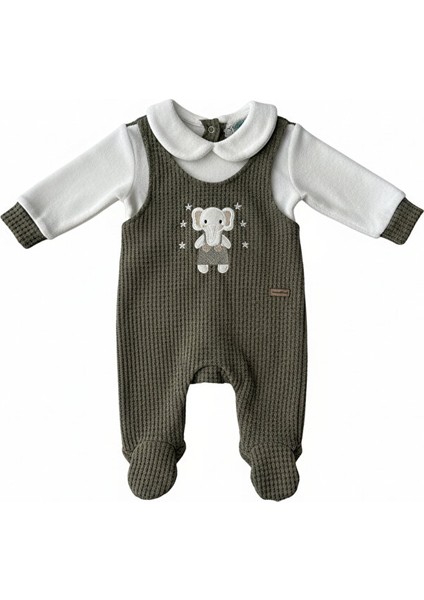 %100 Pamuk Erkek Bebek Ayaklı Tulum – Fil Nakışlı – Uzun Kollu – Mavi fiyatları