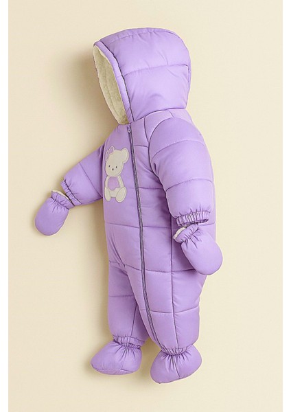 Sevimli Figürlü Kapüşonlu Içi Kürklü Patikli Eldivenli Bebek-Çocuk Astronot-Kozmonot Tulum Mont fiyatları