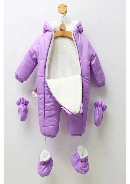 Sevimli Figürlü Kapüşonlu Içi Kürklü Patikli Eldivenli Bebek-Çocuk Astronot-Kozmonot Tulum Mont modelleri