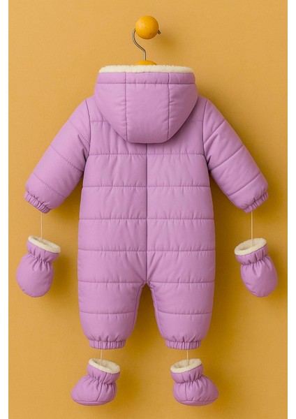 Sevimli Figürlü Kapüşonlu Içi Kürklü Patikli Eldivenli Bebek-Çocuk Astronot-Kozmonot Tulum Mont fırsatları