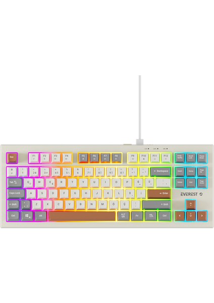 Kb-98 Sılent Tkl Gri/gri Mavi/kahve Rainbow Q Membrane Klavye