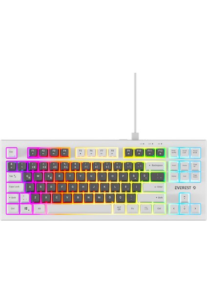 Kb-98 Sılent Tkl Gri Mavi/beyaz Rainbow Q Membrane Klavye