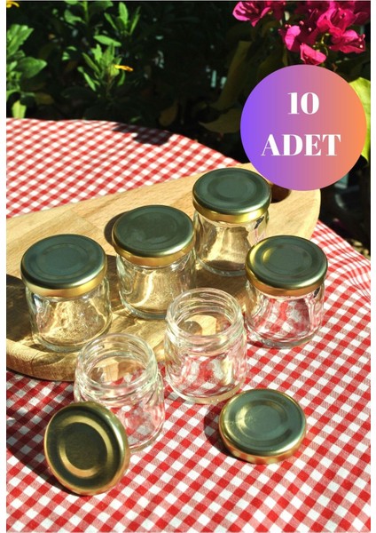 10 Adet Paşabahçe 40 ml Şeffaf Mini Kavanoz Metal Gold Kapaklı Kına Mama