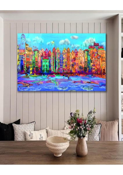Renkli Binalar Cam Tablo, Ev Ofis Salon Hediyelik Duvar Dekoru fiyatları