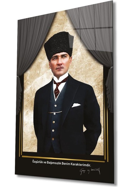 Atatürk Portre Cam Tablo Modern Ev Ofis Salon Hediyelik Büyük Tablo Duvar Dekoru