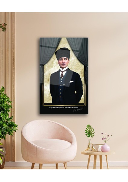 Atatürk Portre Cam Tablo Modern Ev Ofis Salon Hediyelik Büyük Tablo Duvar Dekoru fiyatları