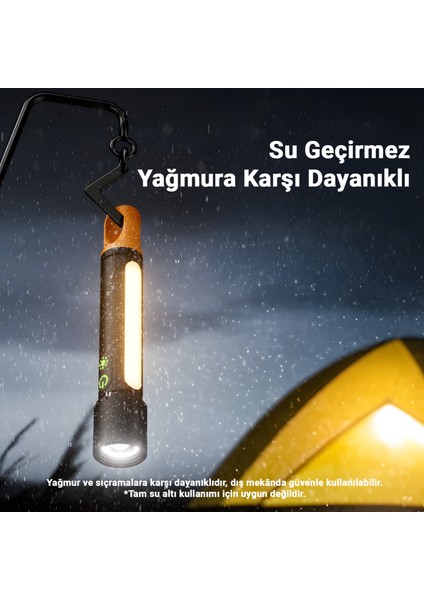 X725 Çok Fonksiyonlu Şarjlı Kamp El Feneri | 750 Lm Led, Yan Lamba, Su Geçirmez, Powerbank