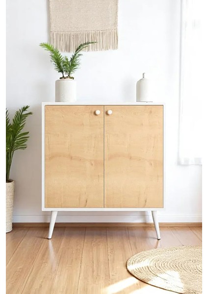 Novo Çok Amaçlı Dolap / Kapaklı Raflı Dolap / Meşe - Beyaz fiyatları