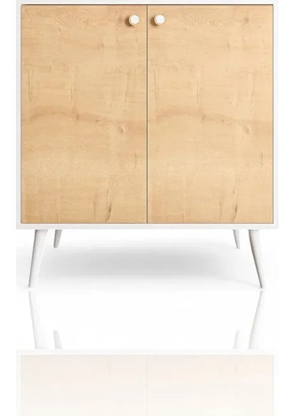 Novo Çok Amaçlı Dolap / Kapaklı Raflı Dolap / Meşe - Beyaz fırsatları