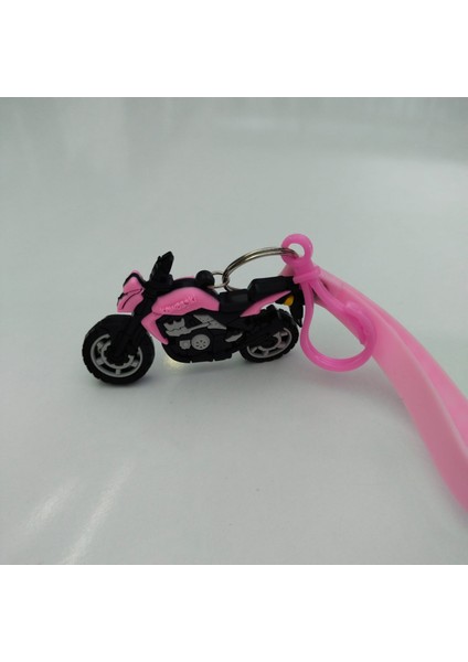 3D Kauçuk Sevimli Motor Anahtarlık-Pembe-Hediyelik Anahtarlık-Sevgili Anahtarlık