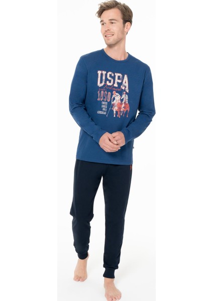 Erkek Penye Dar Paçalı Baskılı Ev Giyim Alt Üst Takım