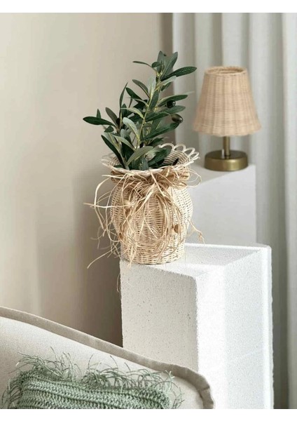2'li Rattan El Yapımı Vazo & Zeytin Dalı Set (Çiçek Dahildir) fiyatları