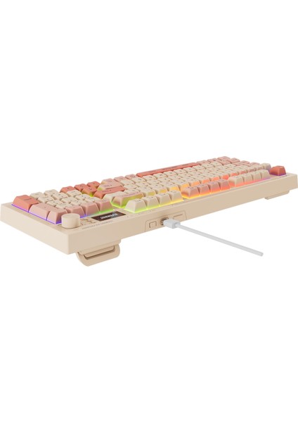 Kb-79 Silent Pro Bej-Pembe-Turuncu Sessiz Rgb Q Membrane Oyuncu Klavyesi modelleri