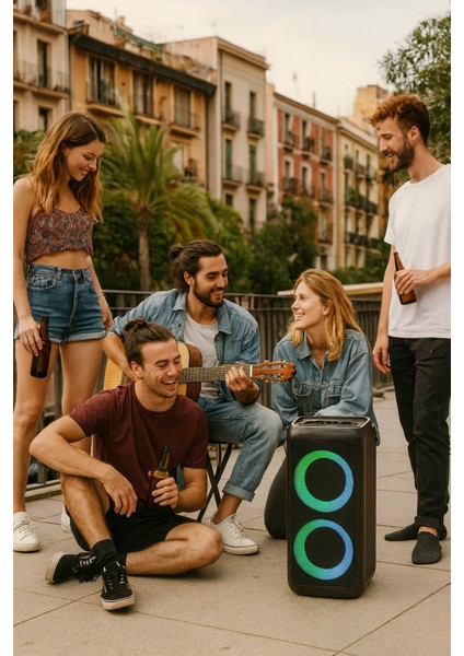 Rgb LED Işıklı Bluetooth Hoparlör – Kablosuz, Güçlü Ses, Tws, Fm Radyo, Çoklu Bağlantı ve Şarjlı Pil