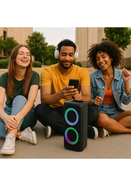 Rgb LED Işıklı Bluetooth Hoparlör – Kablosuz, Güçlü Ses, Tws, Fm Radyo, Çoklu Bağlantı ve Şarjlı Pil