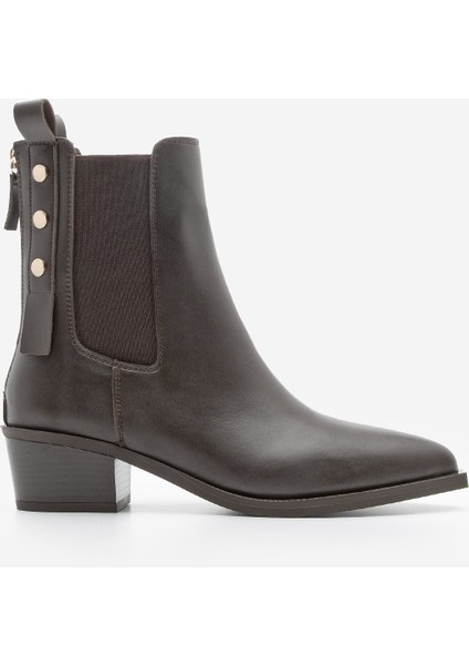 Kadın Sivri Burun Lastikli Kovboy Arkadan Fermuarlı Topuklu Western Bot Esoma Kahve fırsatları