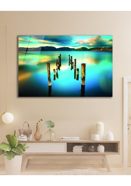 Göl Renkli Cam Tablo, Ev Ofis Salon Hediyelik Duvar Dekoru