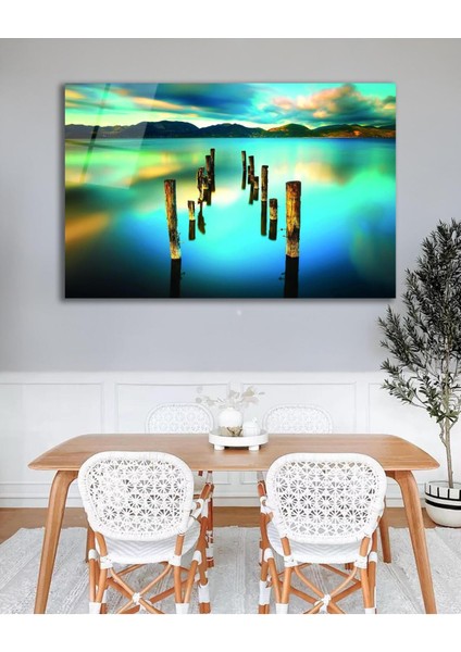 Göl Renkli Cam Tablo, Ev Ofis Salon Hediyelik Duvar Dekoru modelleri