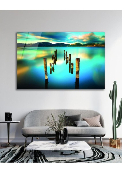 Göl Renkli Cam Tablo, Ev Ofis Salon Hediyelik Duvar Dekoru indirimleri