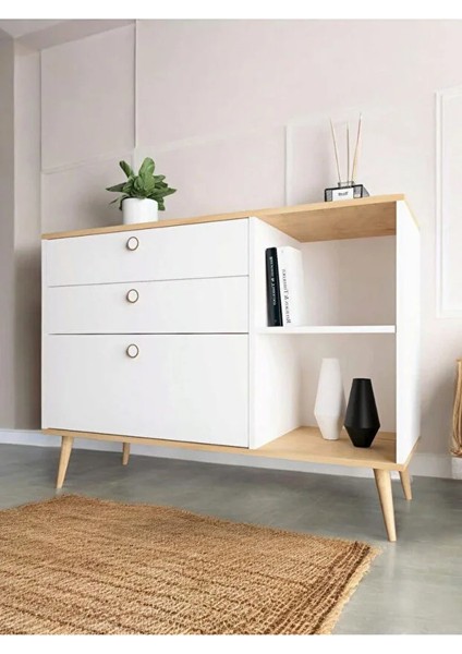 Italy 120CM Şifonyer /çekmeceli Raflı Şifonyer / Çok Amaçlı Dolap/ Konsol