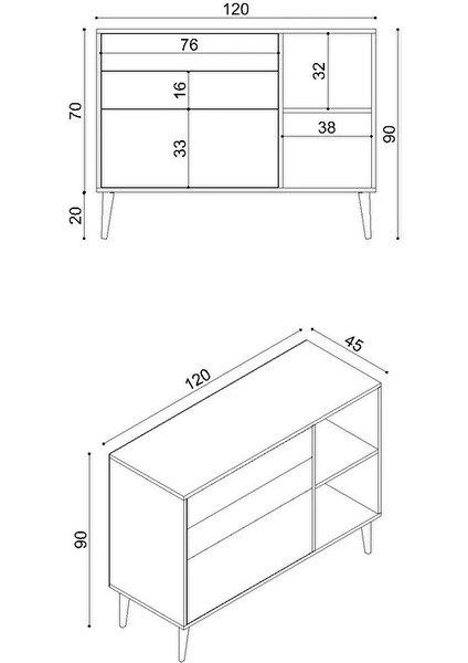 Italy 120CM Şifonyer /çekmeceli Raflı Şifonyer / Çok Amaçlı Dolap/ Konsol indirimleri
