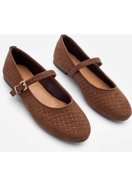 Kadın Desenli Bantlı Günlük Babet Afira Kahve Süet indirimleri