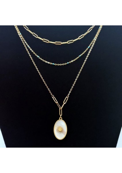 3 Lü Zincir Ay Çiçeği Çelik Kolye fiyatları