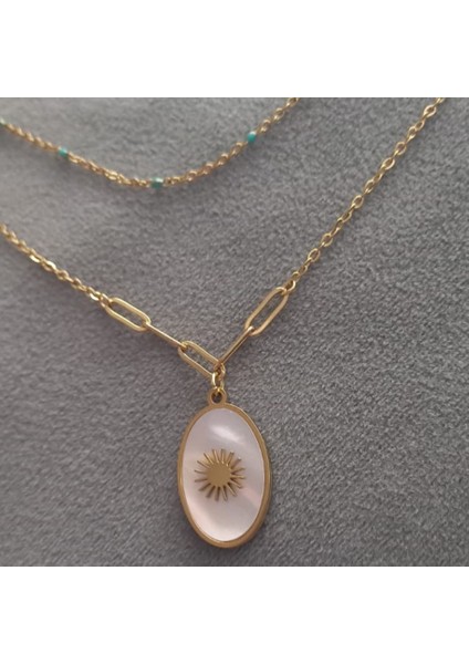 3 Lü Zincir Ay Çiçeği Çelik Kolye modelleri