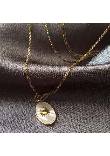 3 Lü Zincir Ay Çiçeği Çelik Kolye fırsatları