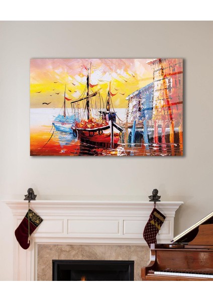 Soyut Manzara Deniz ve Gemi Cam Tablo , Ev Ofis Salon Hediyelik Duvar Dekoru modelleri