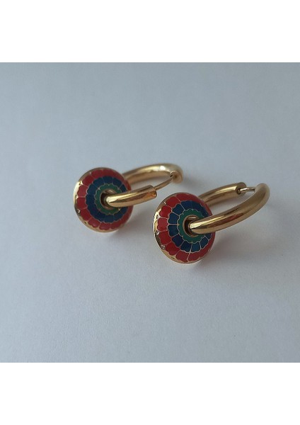 Renkli Mineli Çelik Halka Küpe fiyatları