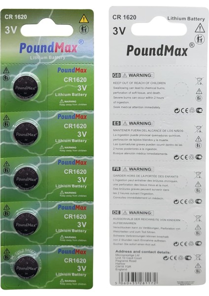 Lityum Düğmeli Piller 1620 CR1620 DL1620, 3 V, 5'li Paket modelleri