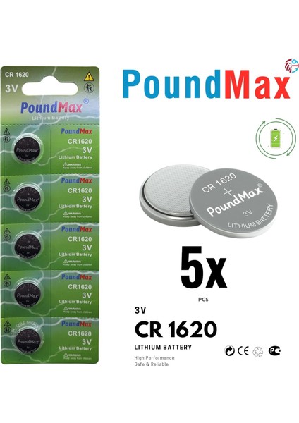 Lityum Düğmeli Piller 1620 CR1620 DL1620, 3 V, 5'li Paket fırsatları