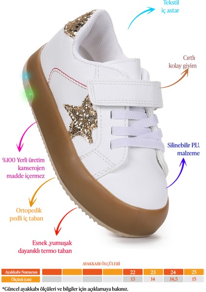 Rena Günlük Cırtlı Işıklı Kız Bebek Spor Ayakkabı fiyatları