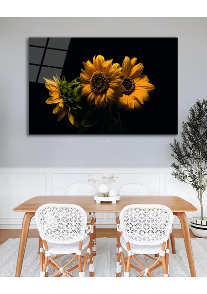 Ay Çiçeği Cam Tablo, Ev Ofis Salon Hediyelik Duvar Dekoru modelleri