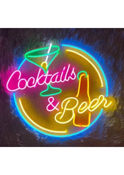Neontürk Canlı 2025 Coctail's & Beer Duvar Dekoru - Neon Tabela