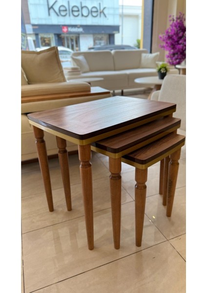 3lü Lüx Zigon Sehpa Ceviz Gold fiyatları