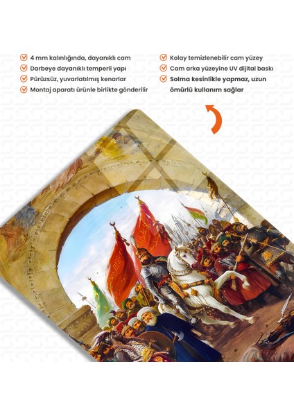 Fatih Sultan Mehmet – Istanbul’un Fethi Cam Tablo modelleri