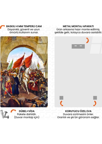 Fatih Sultan Mehmet – Istanbul’un Fethi Cam Tablo fırsatları