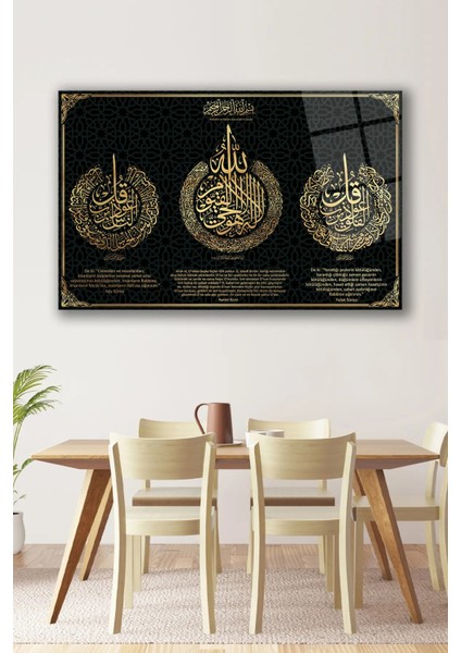 Ayetel Kürsi Felak Nas Cam Tablo,dini Islami Modern Ev Ofis Salon Duvar Dekoru,hediyelik Tablo Dekor