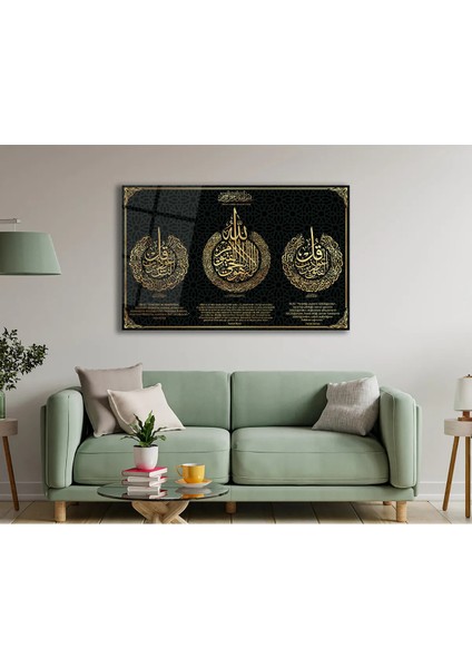 Ayetel Kürsi Felak Nas Cam Tablo,dini Islami Modern Ev Ofis Salon Duvar Dekoru,hediyelik Tablo Dekor modelleri