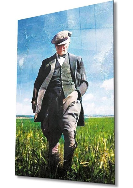 Atatürk Portre Cam Tablo Modern Ev Ofis Salon Hediyelik Büyük Tablo Duvar Dekoru