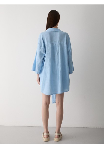 Mavi Flam Keten Kimono Gömlek fiyatları