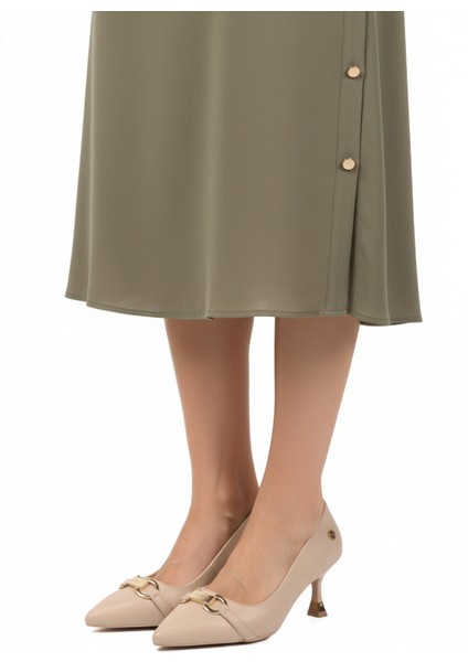 Krem Ince Topuklu Kadın Abiye Ayakkabı PC-55015 Z modelleri