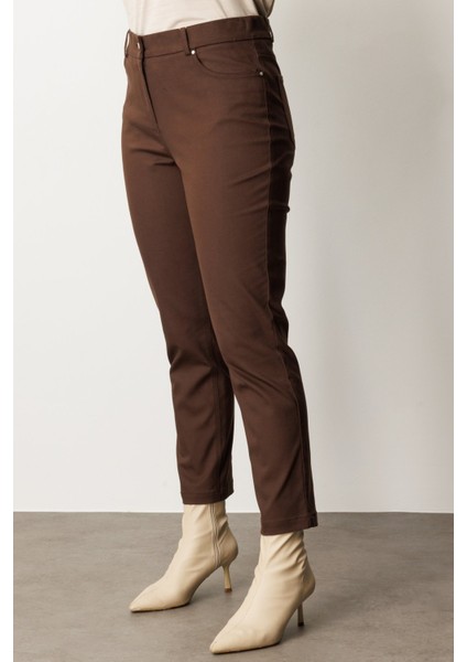 Kadın Büyük Beden Dar Paça Pantolon 1063 Kahverengi modelleri