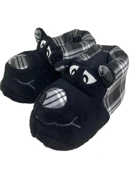 Siyah Beyaz Köpek Hayvanlı Unisex Panduf